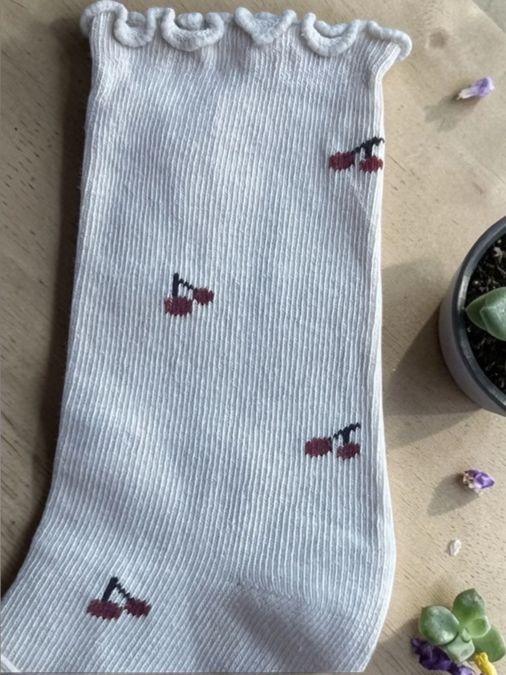 Cute Cherry Pattern Kids Socks - soft cream - Picture 11 of 12